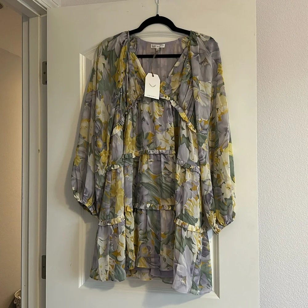 Free the Roses Yellow and Purple Floral Dress - XS